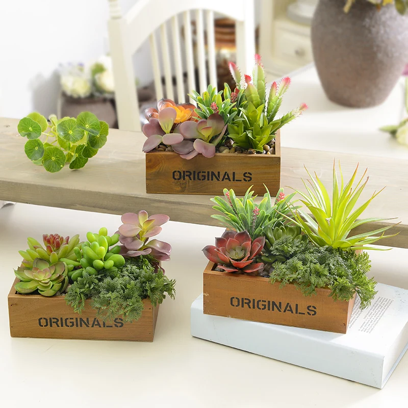 Nova Chegada Retangular Simulação Plantas Indoor Mini Vaso