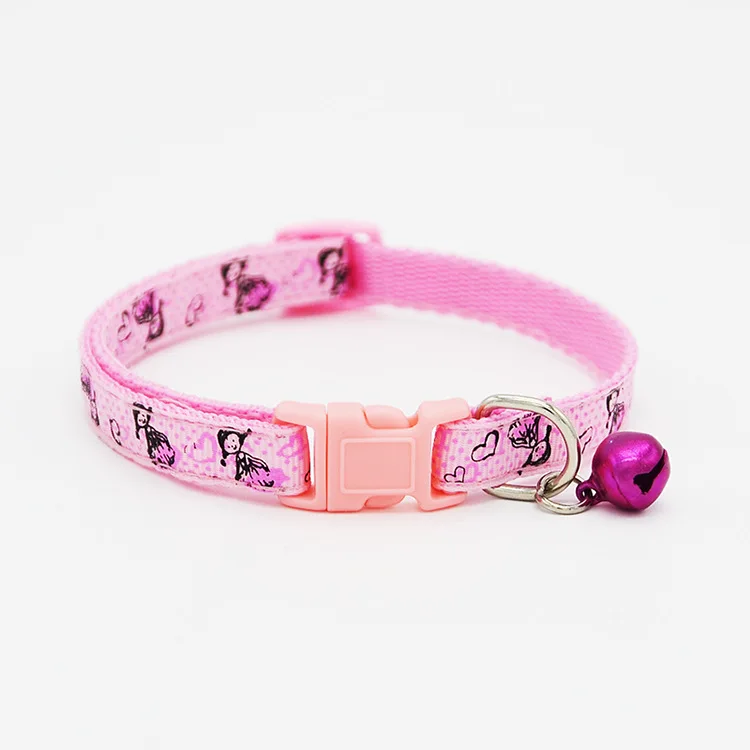 

2Pcs Pet Collar Little Girl Pattern Dog Collars Puppy Kitten Neck Chain Reflective Strap Buckle Nylon Fabric Stripe Collars