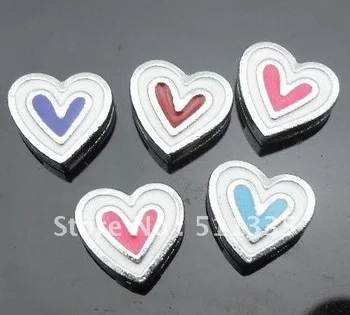 

100pcs 8mm mix colors heart slide charms fit for 8mm diy key chains wristband fashion jewelrys