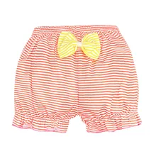 Летние шорты для маленьких девочек; нижнее белье; мягкие хлопковые повседневные трусы в полоску с принтом в горошек