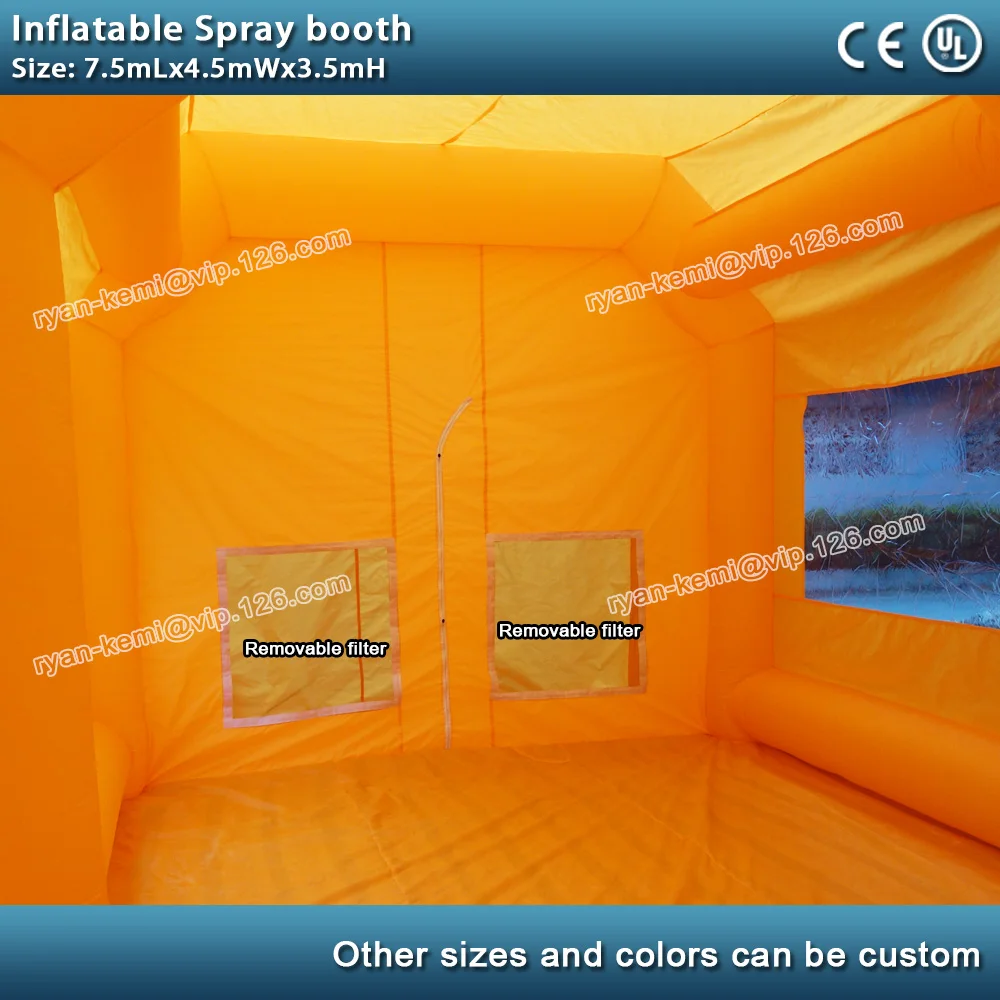 inside of inflatable spray tent