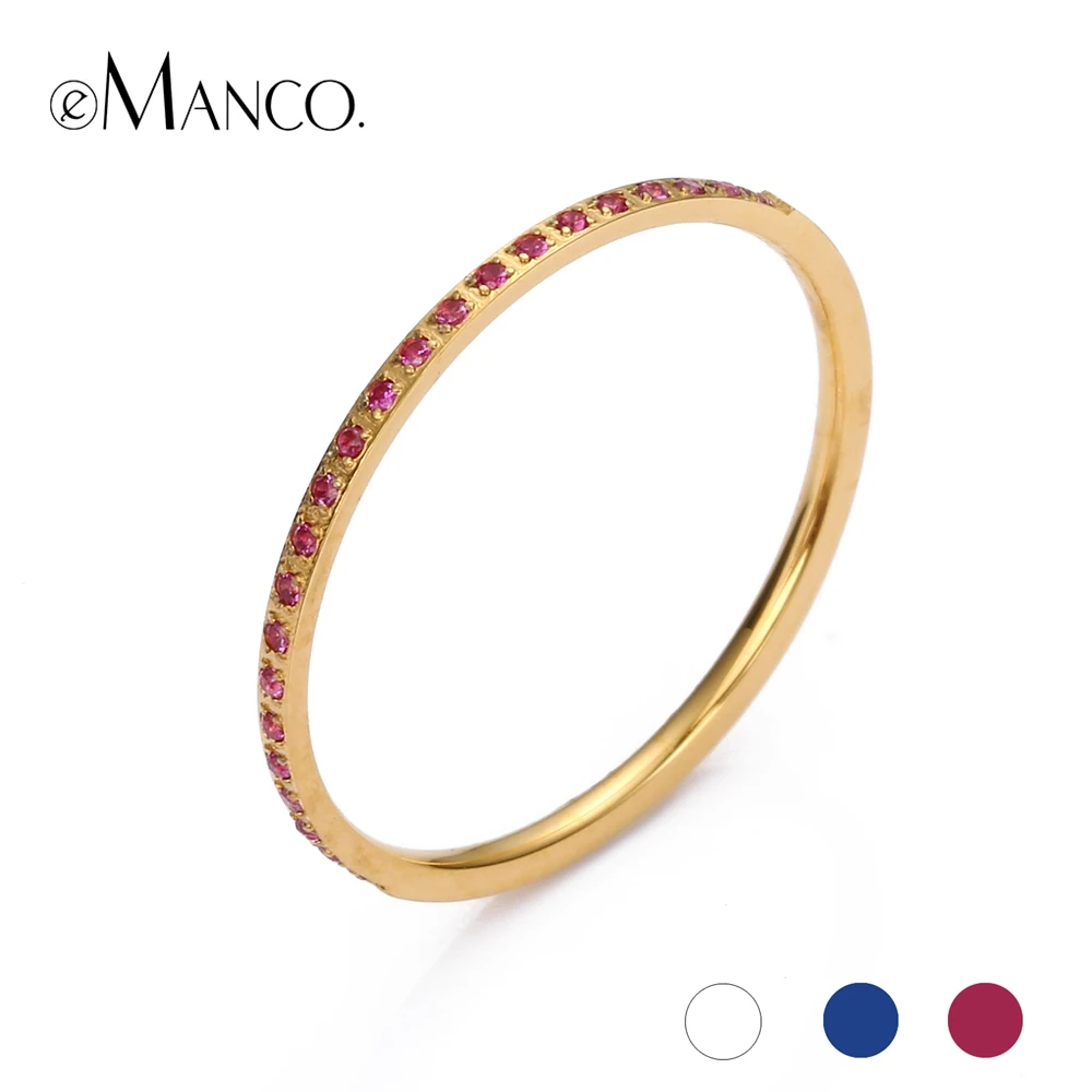 

eManco Simple Rings For Women Stainless Steel Cubic Zirconia Wedding Rings Fashion Jewelry Anniversary Gifts Gold Color