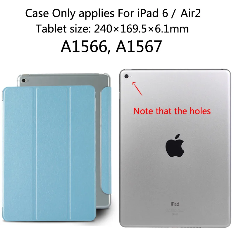 Sky Blue Чехол для IPad 6/Air 2 Smart Sleep, Ультратонкий дизайнерский кожаный чехол для планшета для iPad6/Air2 A1566 A1567+ пленка - Цвет: Sky Blue