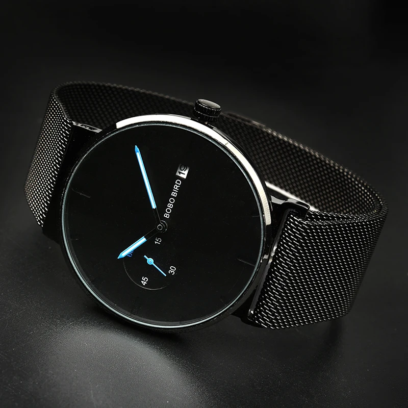 Персонализированные часы BOBO BIRD Мужские кварцевые часы из нержавеющей стали подарки для мужчин Прямая гравировка