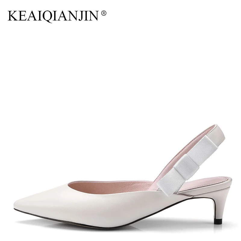 

KEAIQIANJIN Woman Genuine Leather Sheepskin White Sandals Fashion Sexy Black Party High Heels Shoes Summer Gladiator Sandals