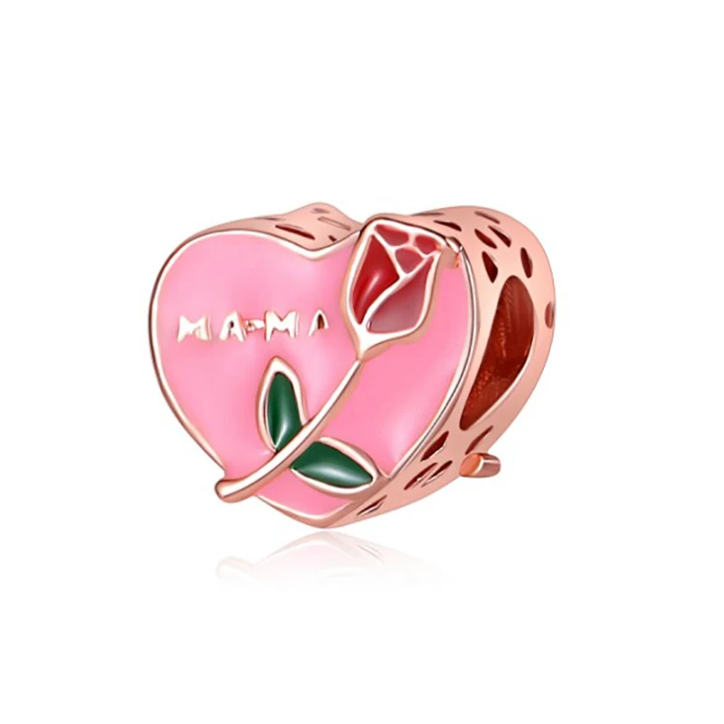 

1pc silver rose gold charm Fits Charms plata de ley 925 original Bracelet jewelry valentine's day poppins bijoux beads ENM680