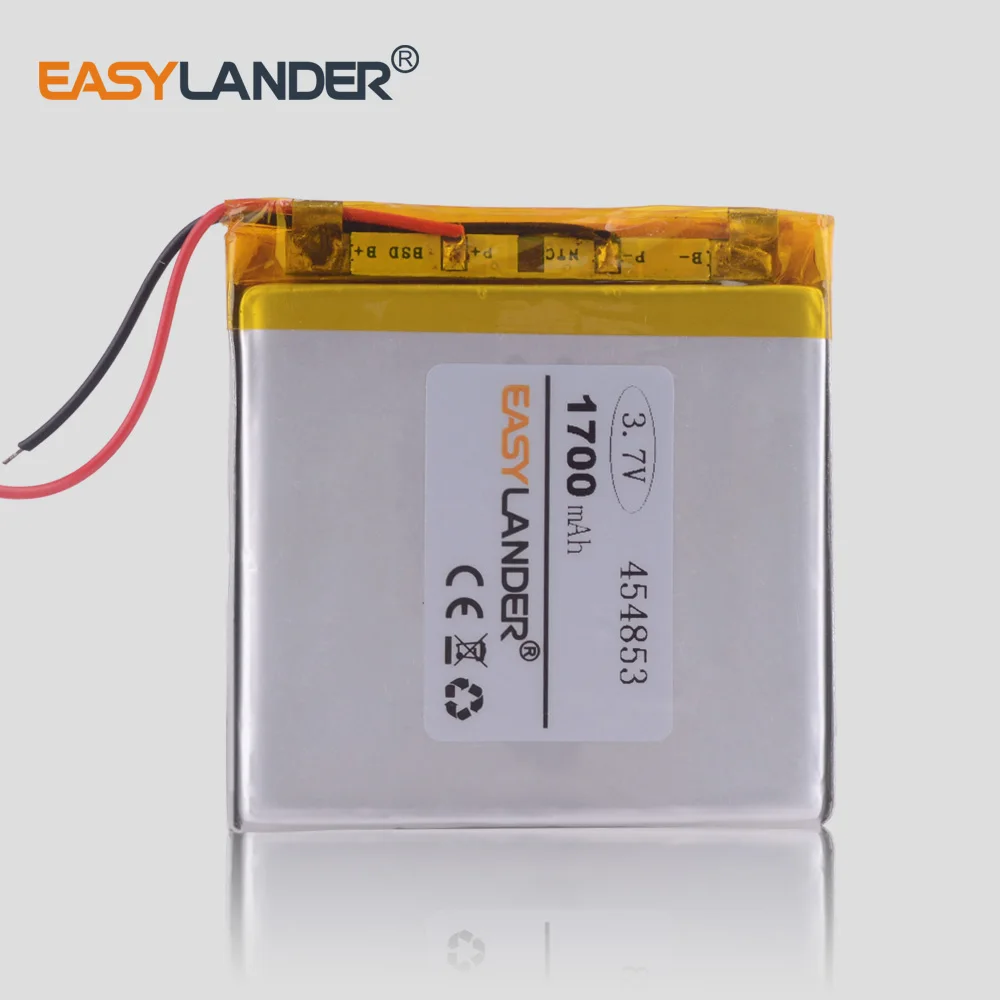 

3.7 V lithium polymer battery 454853 1700mah GPS navigation console MP3 Player car dvr video recorder resolder navigator