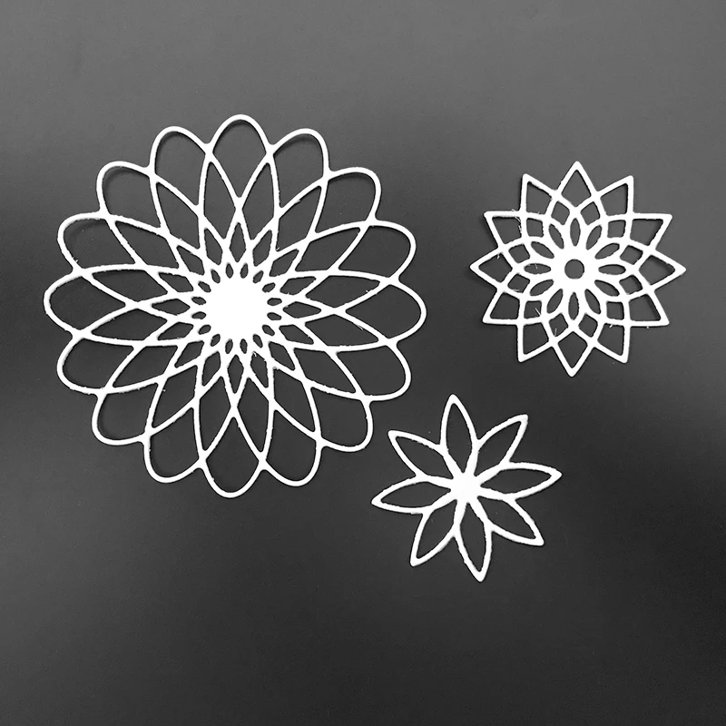 

JC Metal Cutting Dies for Scrapbooking 3pcs Hollow Flowers Craft Album Embossing Folder Stencils Card Maker Photo Template Decor