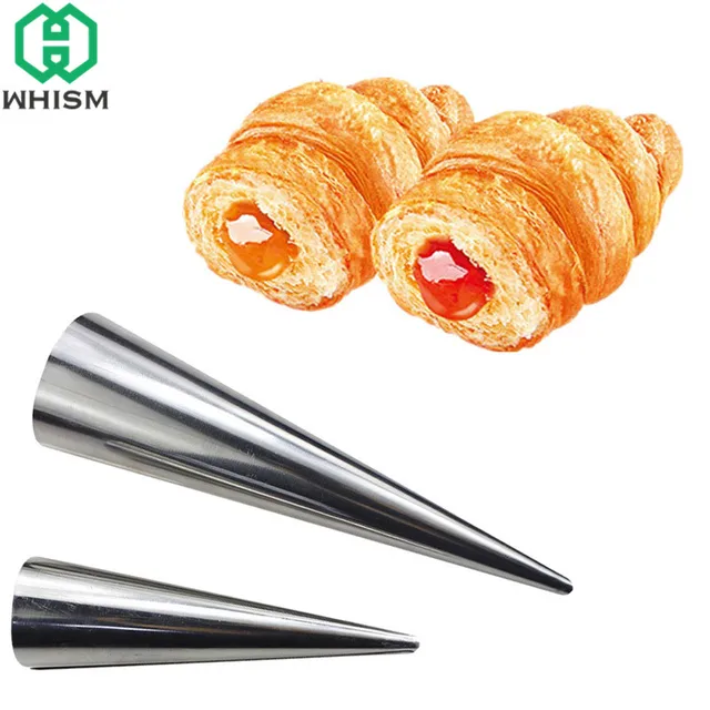 WHISM 3pcs DIY Stainless Steel Baking Cones Danish Spiral Baked