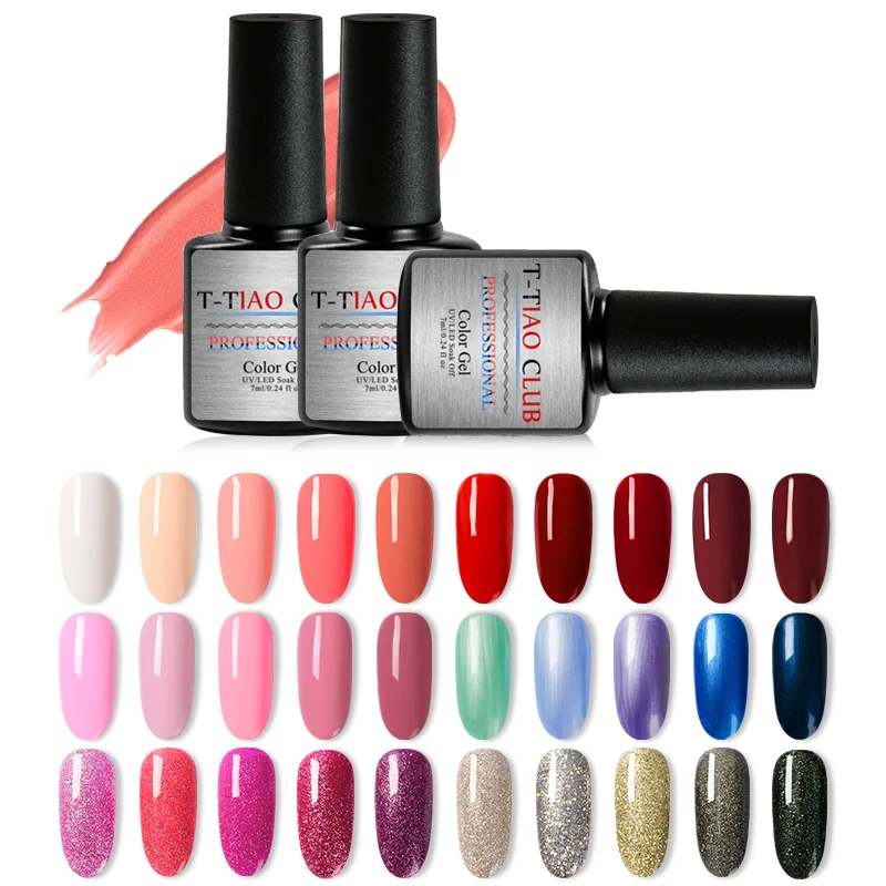 

T-TIAO CLUB Chameleon Gel Nail Polish 7ml Glitter Pure Gel Polish Uv Gel Lacquer Soak Off UV Gel Nail Varnish 296 Colors
