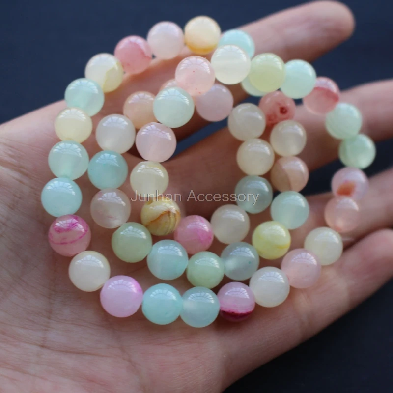 

15.5" Stone Beads Round 4 6 8 10mm Colorful Stone beads Pink Green Mix for jewelry making