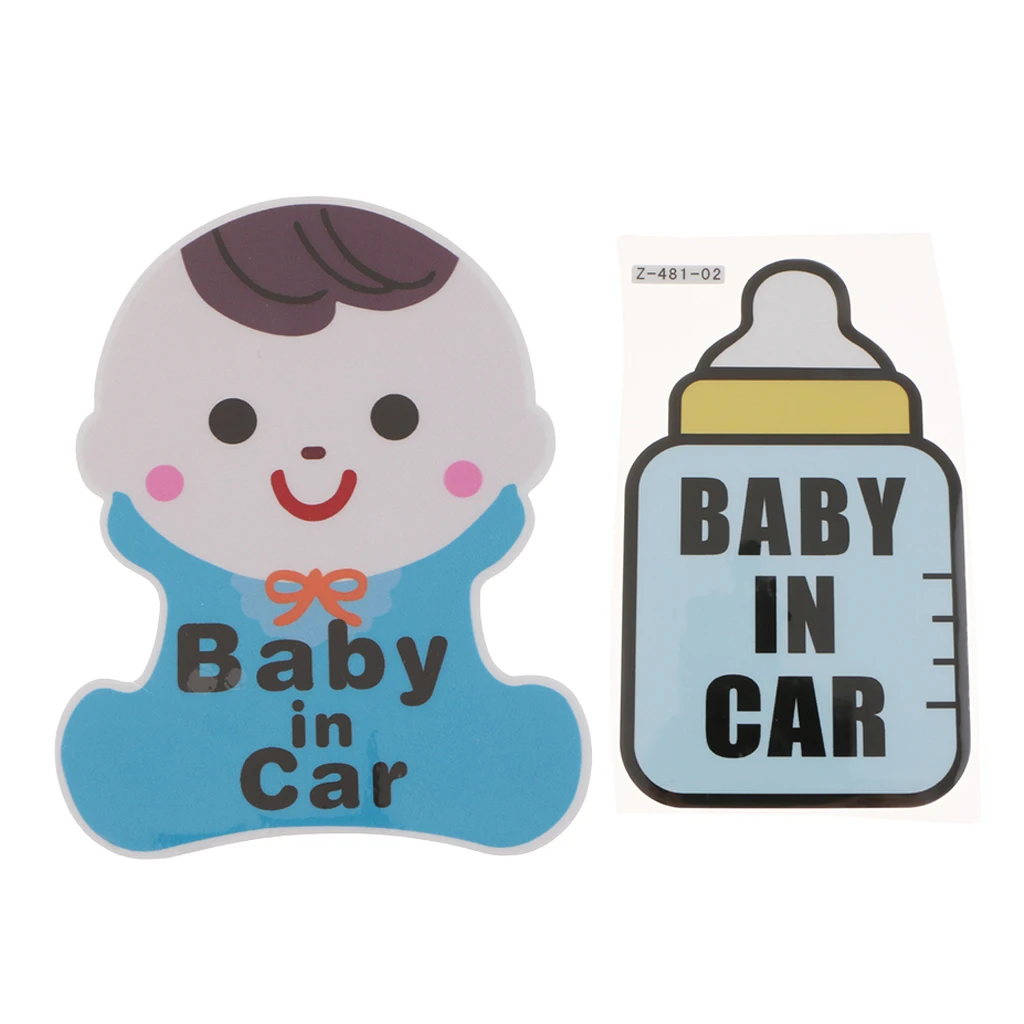 

2 Pcs/set Baby in Car Pattern Milk Bottle Children Sign Car Body Window Decal Stickers Safety Caution Vinyl Decal
