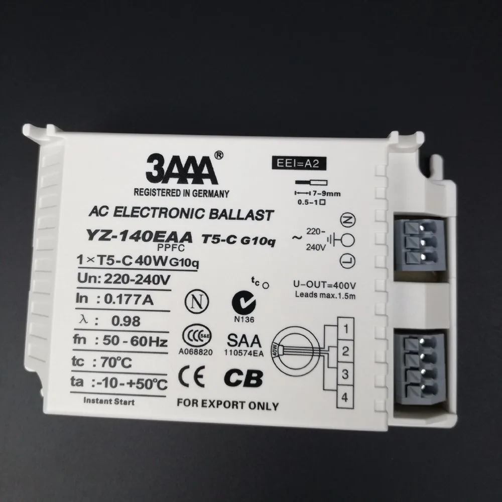 3AAA YZ-140EAA 1xT5-C 40 Вт 220-240 В флуоресцентная лампа переменного тока электронный балласт для T5 кольцевой лампы стандартный реатор, SAA CB CE сертификат