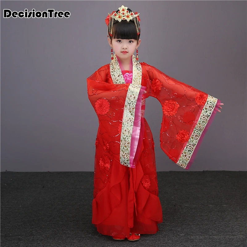 Новое Детское Китайский традиционный ханьфу платье для девочек император королева принцесса сценические Детские костюмы Тан костюм детский халат