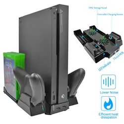 Охлаждения Cooler Вентилятор вертикальная подставка для Xbox One X контроллер Зарядное устройство с 2 концентратор Порты и диски стойки для