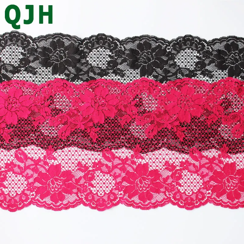 20 ярдов/партия QJH 22 см ширина черная и розовая Красная Эластичная кружевная
