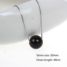 

s925 sterling silver Necklaces 10mm Onyx Bead Natural Stone Pendants Necklace For Women Party Fashion Jewelry Gift