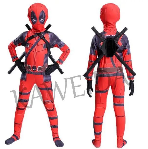 2019 costume for kids child boys Spandex Suit Party Halloween Cosplay Costume With Swords Gloves best deadpool cosplay costume