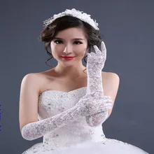 Свадебные платья, перчатки, белые кружевные перчатки, свадебные кружевные длинные перчатки принцессы для концовки, аксессуары для невесты, прозрачные тюлевые торжественные