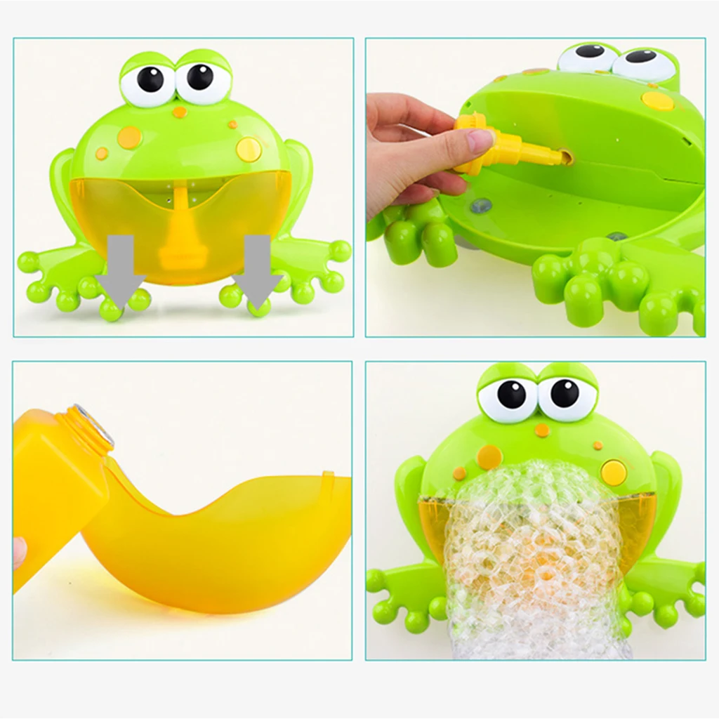 Baby Bath Bubble Machine Big Frogs Automatic Bubble Maker Blower Music Bathtub Soap Toy for Kids