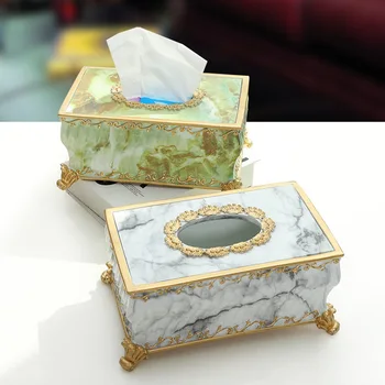 

Creative resin imitation marble hotel club tissue box