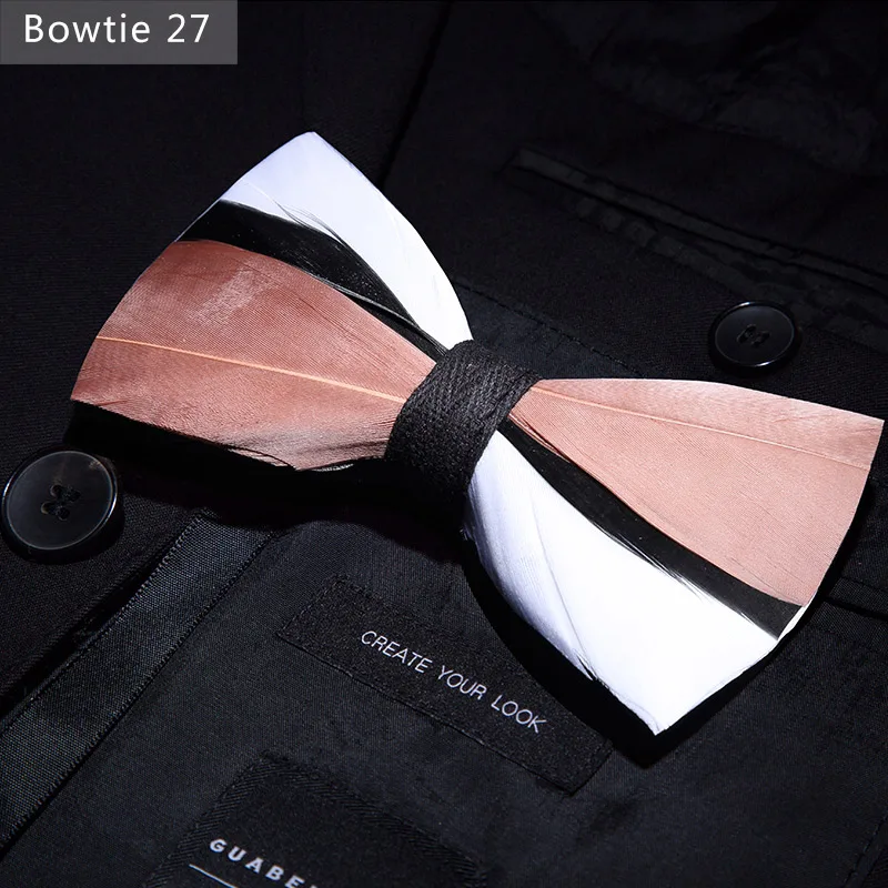 Bowtie 27 JEMYGINS, дизайн, галстук-бабочка, перо, бант, изысканная ручная работа, Мужская брошь для галстука-бабочки, деревянная булавка, подарочный набор, Свадебная вечеринка - Цвет: Bowtie 27