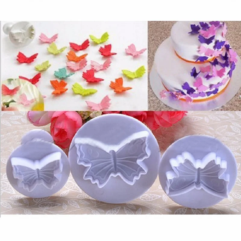 

Large Butterfly cookies biscuit mold fondant sugarcraft plunger cookie cutters Xams cupcake cake decorating tool F165