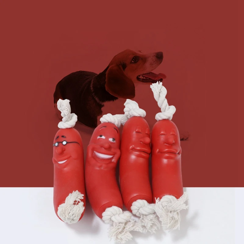 Funny Pet Dogs Chew Toys Sausage Shape Interact with Pets Healthy Safe