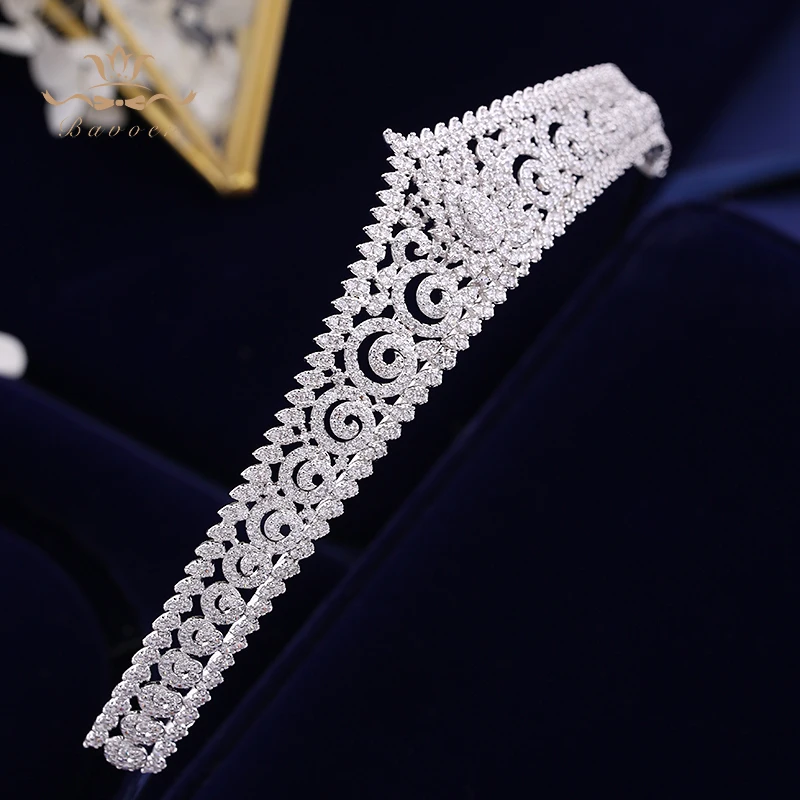 Simple europeo brillante circón total nupcial Tiaras coronas Chapado en cristal boda cintas para novias joyería de dama de honor - 2