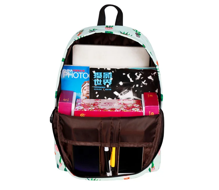 WINNER Water Resistant Fashion Cactus Printed School Backpack Polyester 14 Inch Laptop Cute Bookbag For Teenage Girls (4)