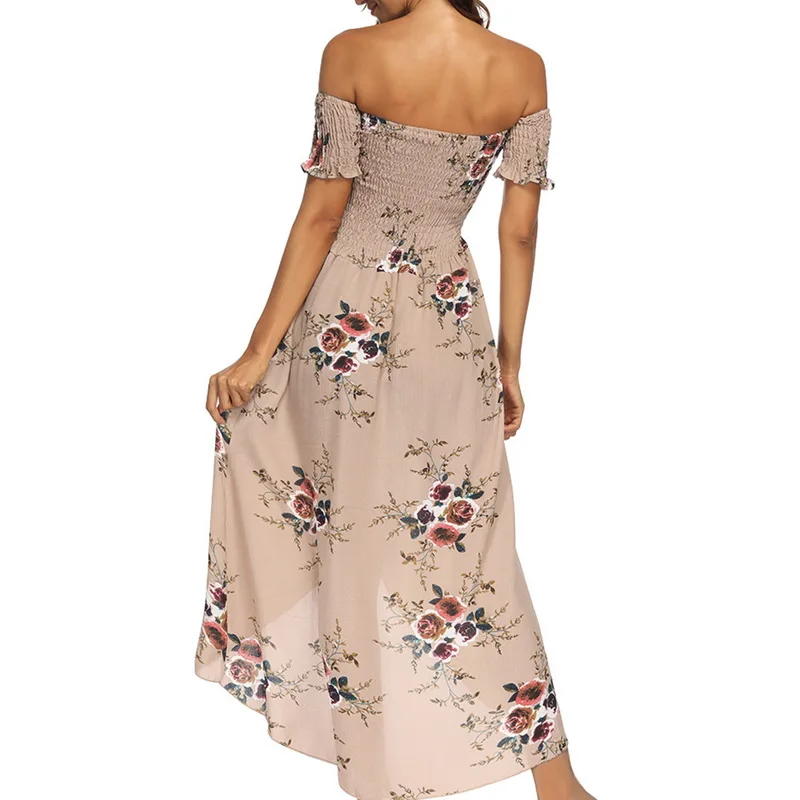 Nibesser женское богемное Платье с принтом на шее, модное пляжное платье, женское платье без бретелек, длинное платье макси, Vestidos S-5XL