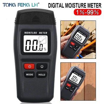 

Wood Moisture Meter Two Pins Digital Damp Detector With Large LCD Display Portable Wood Humidity Tester