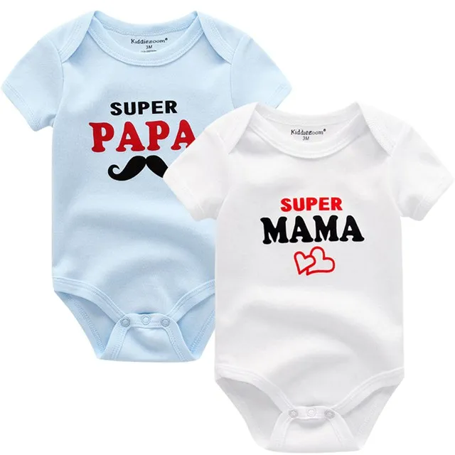 Детские комбинезоны для новорожденных; хлопковая одежда для маленьких мальчиков и девочек с принтом «Super Papa Mama»; летняя одежда; комбинезон - Цвет: BDS2032