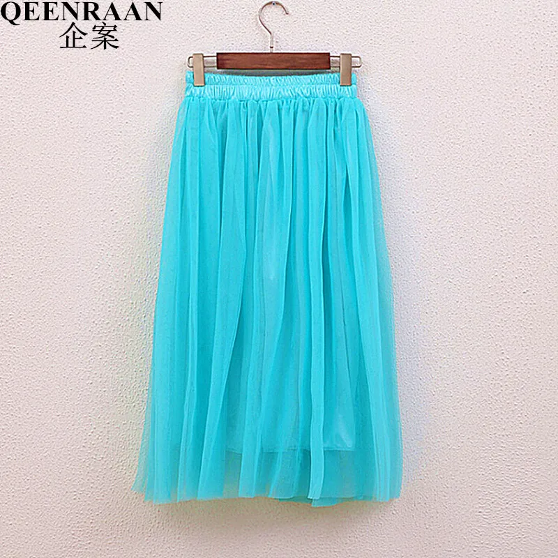 

Spring Summer Womens Tulle Skirts Faldas High Waist Elastic Long skirt Female Pleated Fluffy Tutu Skirt Jupe Longue Femme Saia