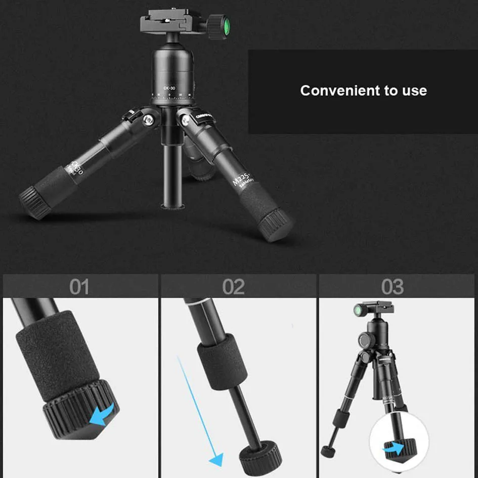 ALUMOTECH M225+ CK30 Портативный Алюминий штатив компактный рабочего стола штатив с Ballhead Для sony Canon цифровых зеркальных фотокамер Nikon Камера