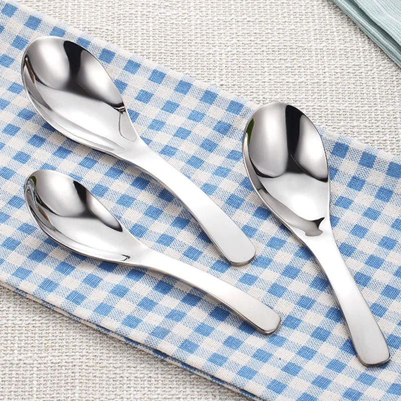 1pc Highly Quality 304 Stainless Steel Spoon 3 Sizes Large Rice Soup Spoon Kids Ice Cream Dessert Spoon Kitchen Dinner Tableware (9)