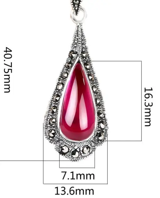 925 Thai silver red corundum Drop Pendant female Silver Ruby chain | Украшения и аксессуары