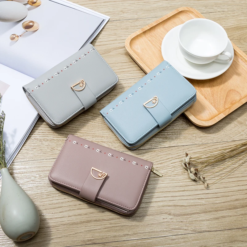 Корейский и японский стиль, короткий кошелек с цветами, женский кожаный кошелек, держатель для карт, кошельки на застежке, женский клатч, женская сумка для телефона