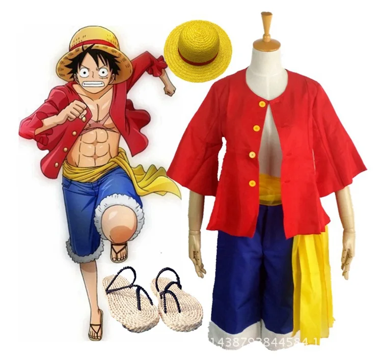 

Anime One Piece Monkey D. Luffy Cosplay Costume Monkey D. Luffy Hat Shoes Cosplay Full Set