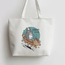 Для Тоторо Семья короткая футболка с героями из японского аниме «хозяйственные сумки из натуральной кожи из парусины школьная сумка Tote сумки AN027