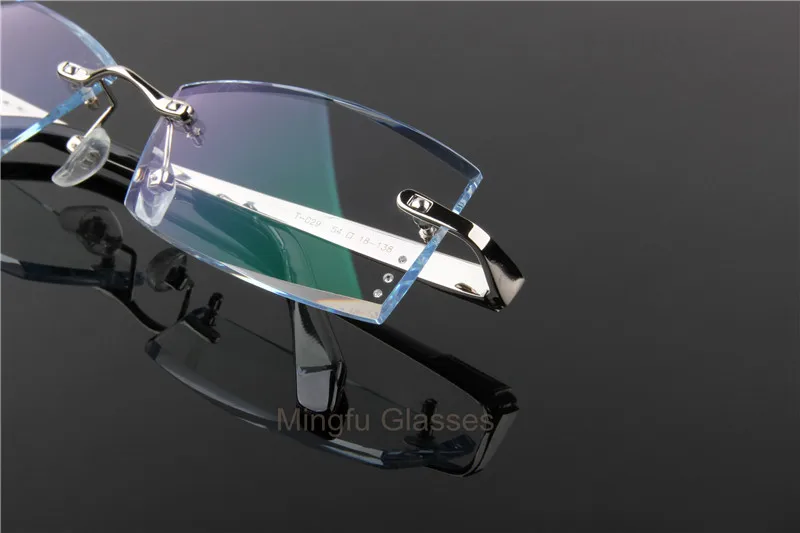 Титановые очки мужские без оправы по рецепту для чтения близорукость фотохромные модные очки Большие широкие очки 2029 цветные линзы