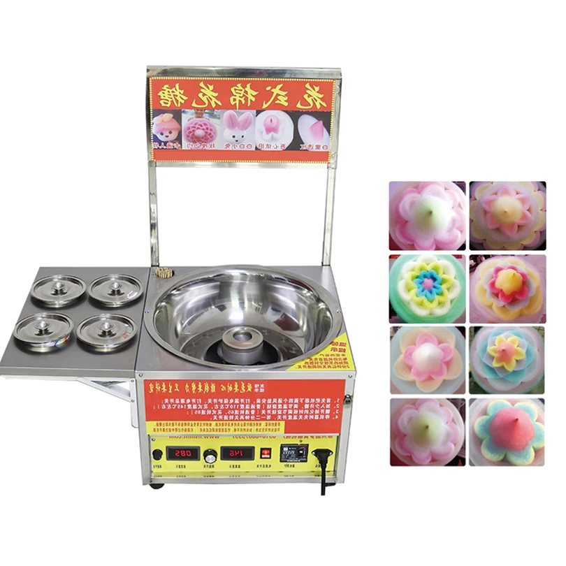 

Auto Commercial Electric Flower Cotton Candy Making Machine Cheap Desktop Durable Sus Fairy Floss Cotton Candy Maker For Sale