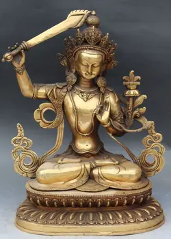 

xd 002132 17" Chinese Tibet Buddhism Bronze Wenshu Manjushri Buddha Sword Kwan-yin Statue
