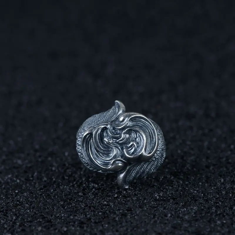 

2019 New Anel Feminino Anel Feminino And Thai Resto Ancient Ways Ring Wholesale Process Open Feathered Wings Fashionable