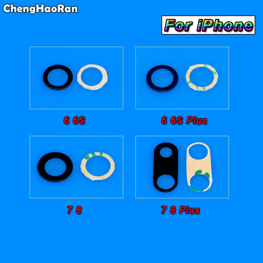 

ChengHaoRan 10pcs Rear Back Camera Glass Lens with Sticker For iPhone 6G 6P 6s 6SP 7G 7 7+ 8G 8+ 8 Plus Camera Lens adheisve