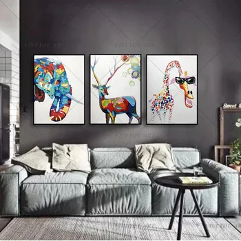 

Cool Oil Animal Giraffe With Glasses Painting Canvas Picture Canvas Printings wall Art For BedingKid's Room Gifts