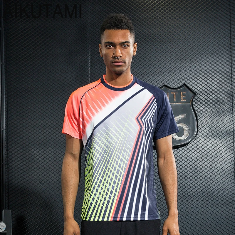 

2018 Table Tennis Clothes Sport Shirts for Men and Women Quick Dry Breathable Colored Striped Printed Ping Pong Running Jersey