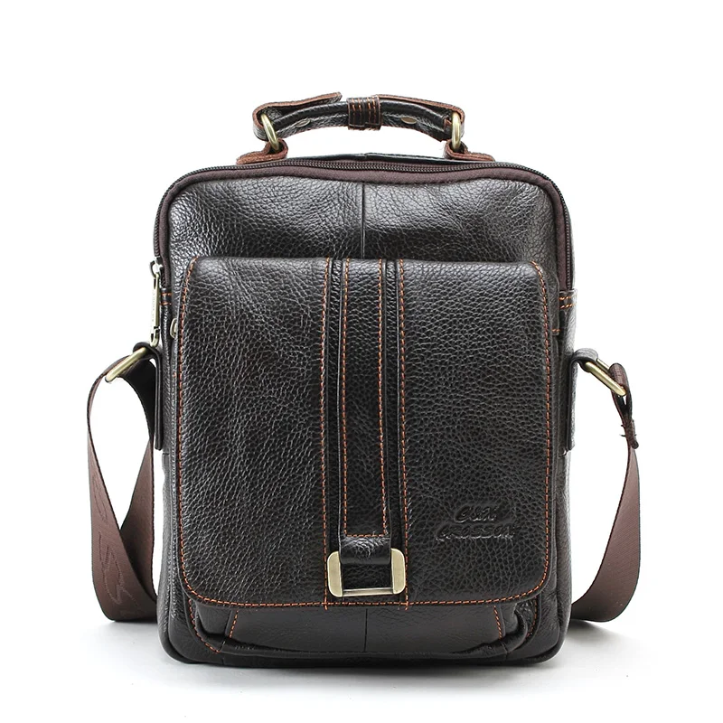 CROSS OX Business Men Genuine Leather Bag Natural Cowskin Men Messenger Bags Vintage Men's Cowhide Shoulder Crossbody Bag SL053M - Цвет: Coffee