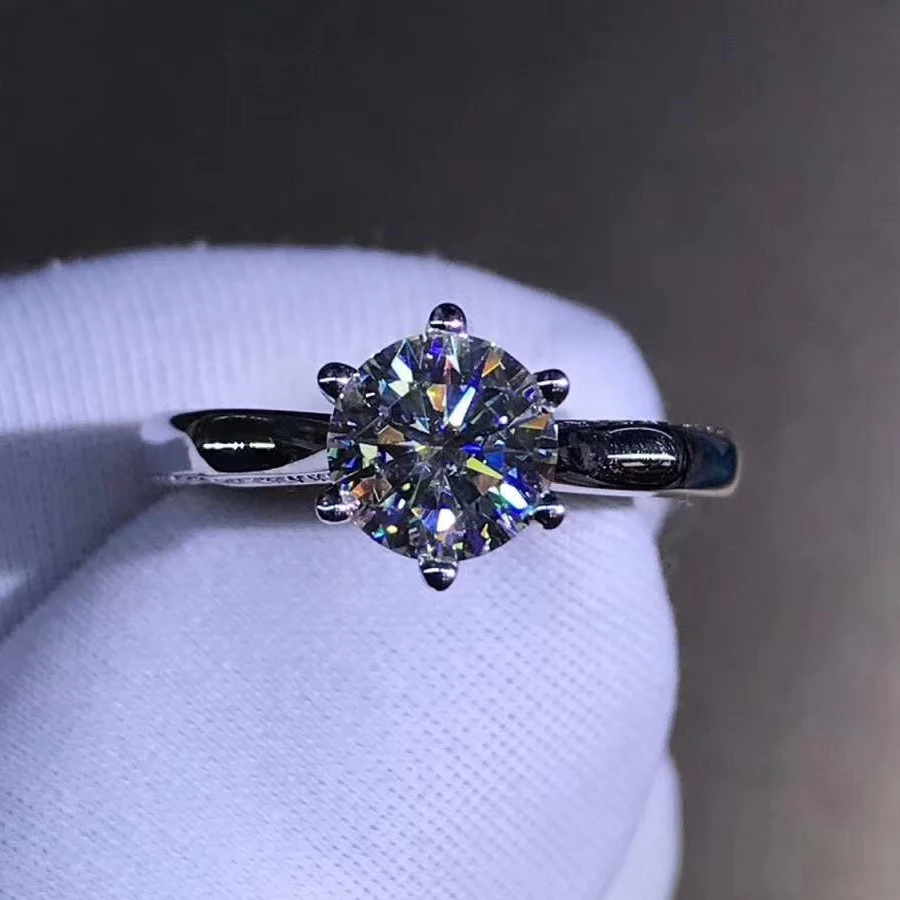 Чистое кольцо из белого золота 18 К 1ct 2ct 3ct Moissanite, специальный дизайн, Ювелирное кольцо с бриллиантами, классическое обручальное кольцо на головщину