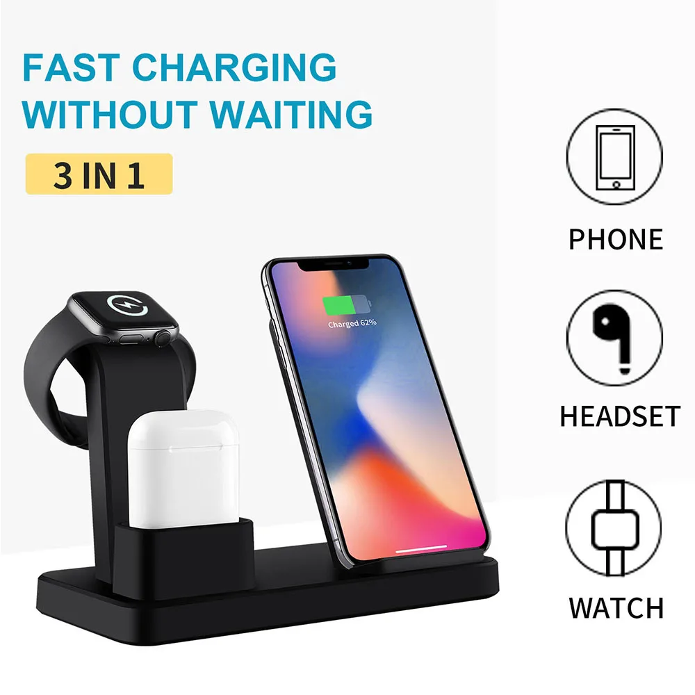  FDGAO 3 in 1 Wireless Charging Station For iPhone 11 Pro X Xs Max XR For Apple Watch 5 4 Airpods Qi